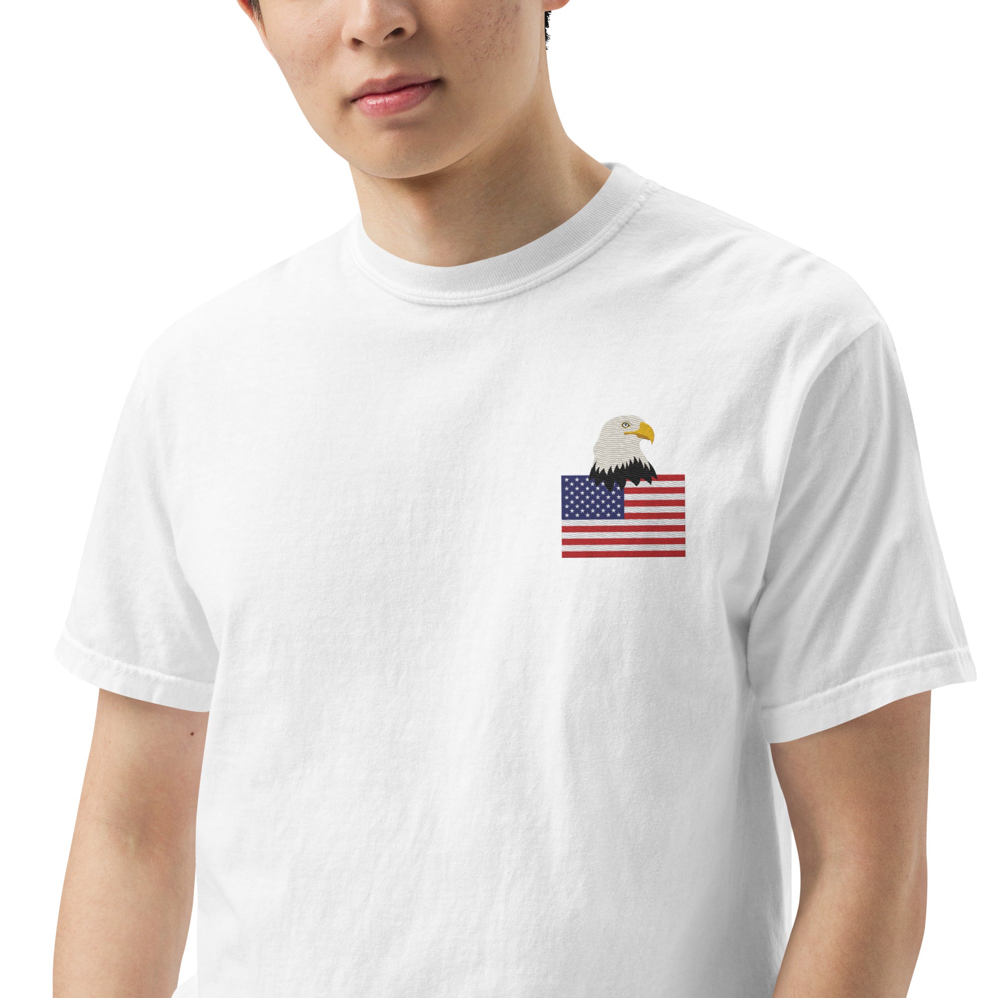 USA Bald Eagle & Flag Embroidered T-Shirt